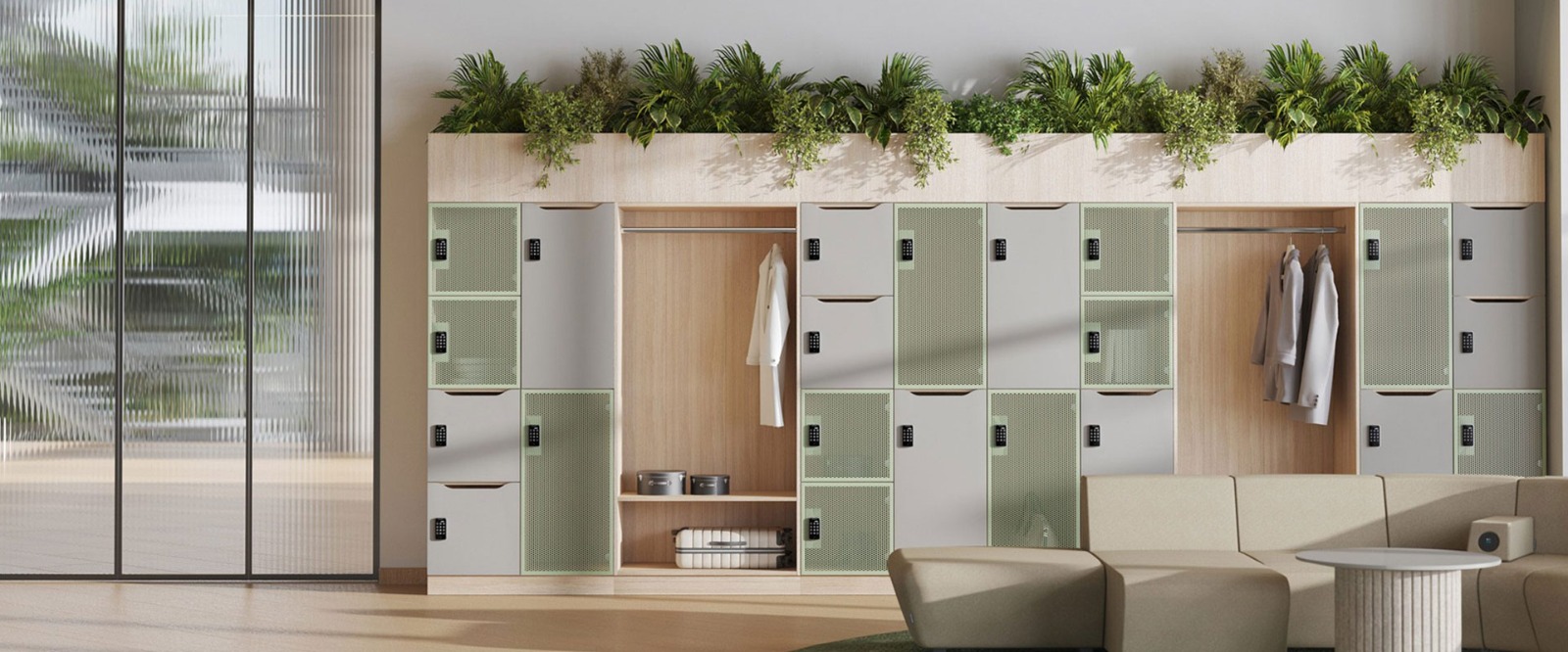 Modern Merino restroom cubicles with sleek design and durable compact laminate partitions