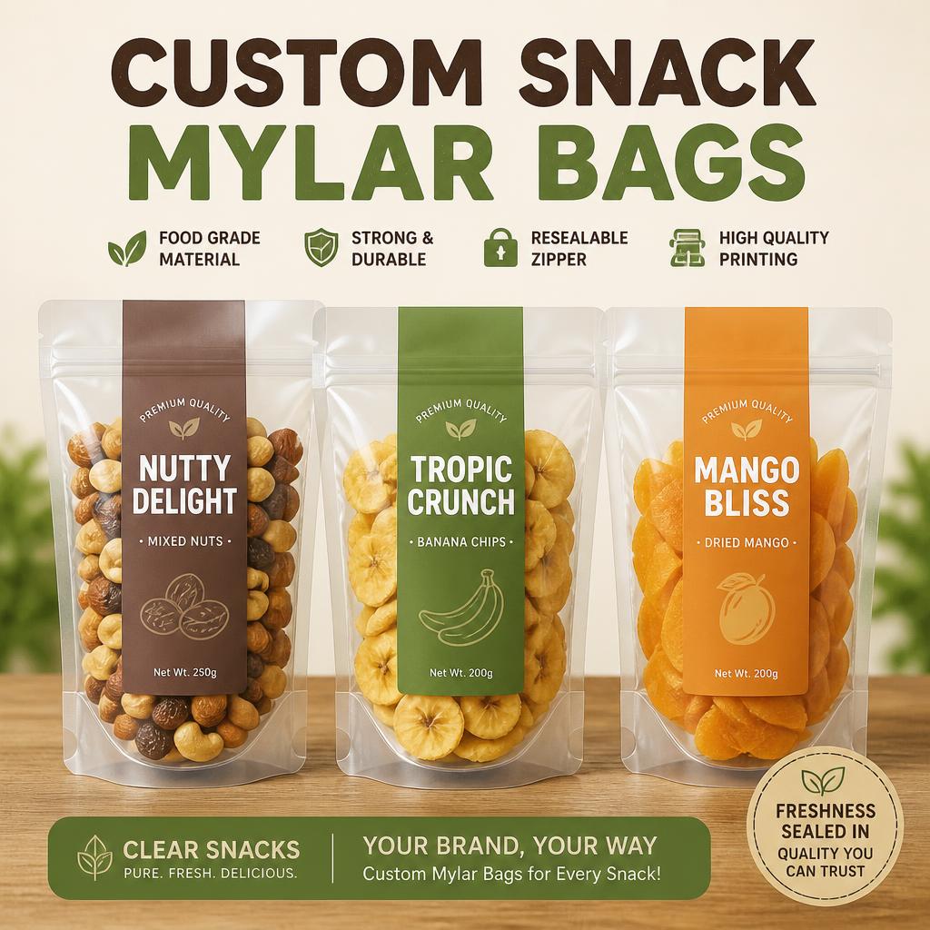 Custom snack mylar bags